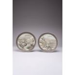 A FINE PAIR OF CHINESE EN GRISAILLE 'WINTER LANDSCAPE' DISHES REPUBLIC PERIOD Each painted with a