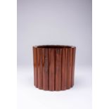 A LARGE CHINESE HUANGHUALI BRUSHPOT, BITONG QING DYNASTY The cylindrical body carved with twenty-one