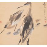 CHEN WENXI (CHEN WENHSI, SINGAPORE 1906-1991) HERONS A Chinese hanging scroll, ink and colour on