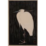 GAKUSUI IDE (1899-1978) SHOWA ERA, C.1950 A Japanese woodblock print entitled 'Snowy heron in the