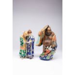 TWO JAPANESE KUTANI FIGURAL GROUPS MEIJI OR LATER, 20TH CENTURY One of Kenzan and Jittoku, the two