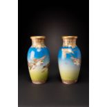 A PAIR OF JAPANESE SATSUMA VASES BY TAIZAN MEIJI ERA, 20TH CENTURY Of baluster shape, both decorated