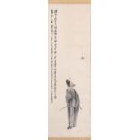 AFTER WU CHANGSHUO ZHONG KUI A Chinese scroll painting, ink and colour on paper, inscribed and