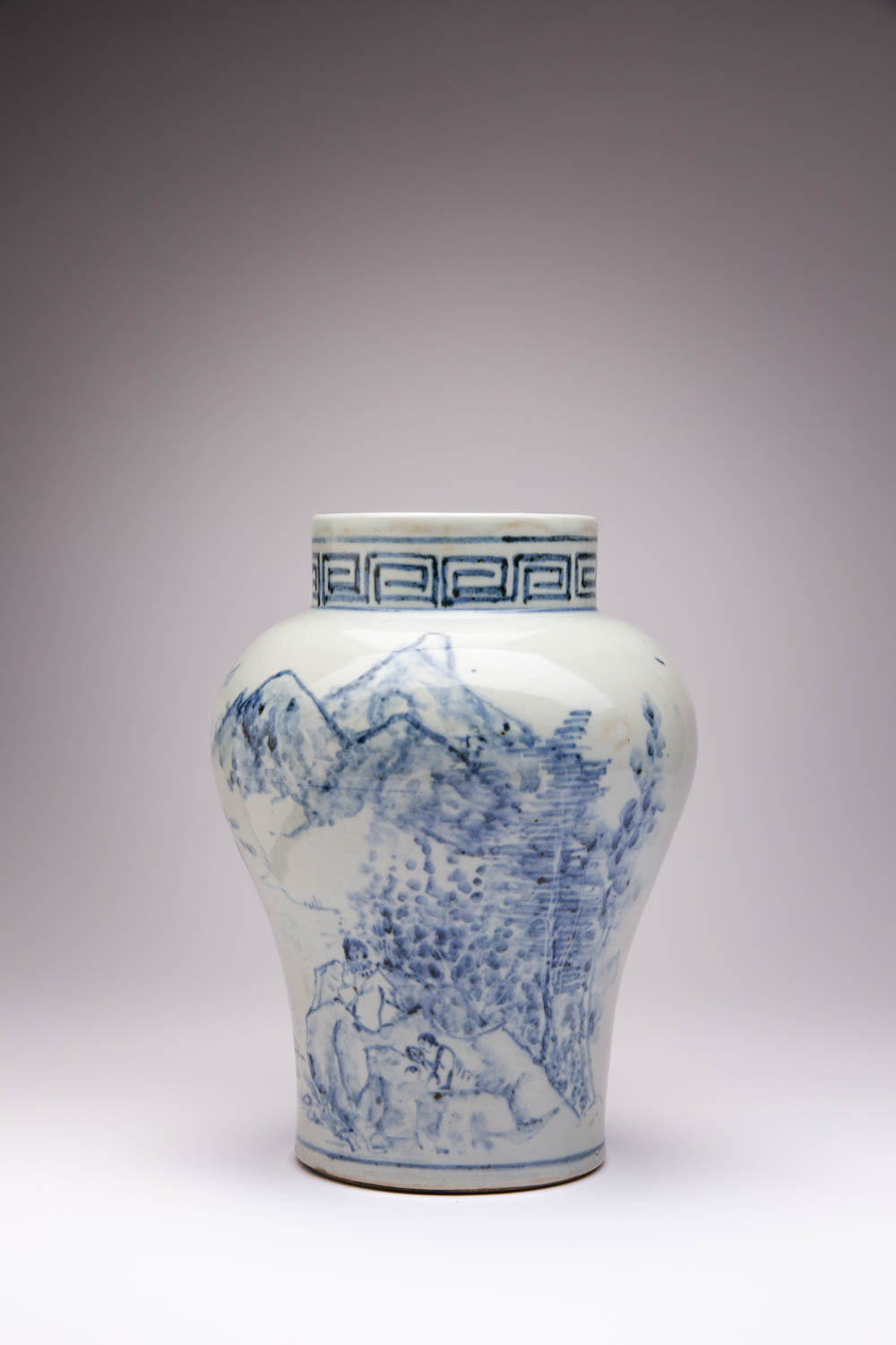 A KOREAN BLUE AND WHITE VASE JOSEON OR LATER, 19TH OR 20TH CENTURY Of baluster form, painted with