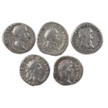 Roman Imperial coinage: denarii (5): Galba (68-69), head right, rev. Minerva standing left, 3.1g,