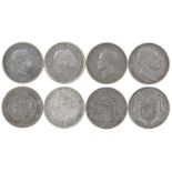 Four silver halfcrowns: George III, 1817, 1818 (S 3789), near fine and good very fine or better;