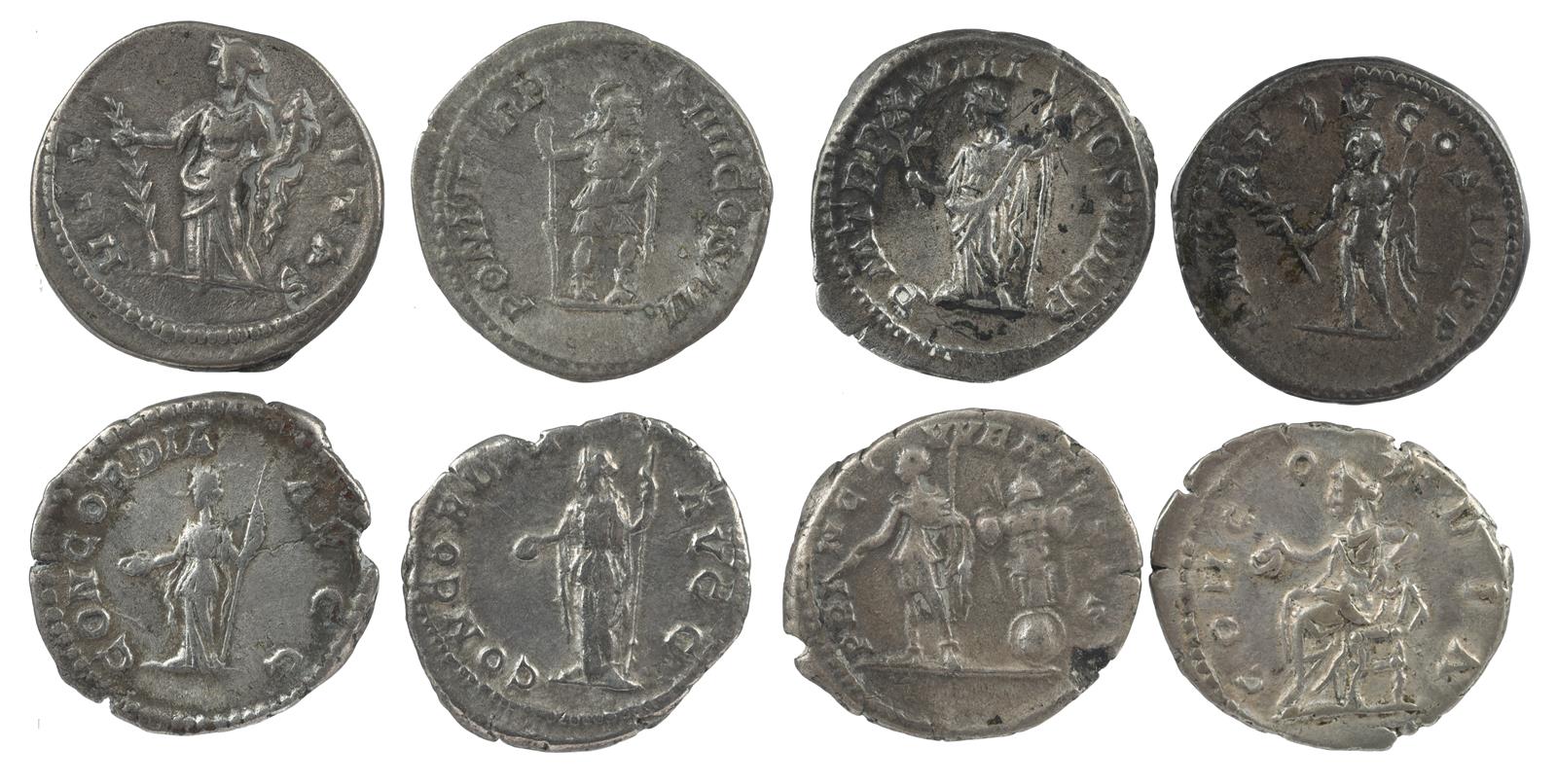 Roman Imperial coinage: denarii (8): Julia Domna (193-211), rev. Hilaritas standing with palm and - Image 2 of 2