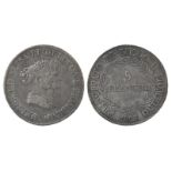Italian States - Lucca and Piombino: Felix and Eliza, silver five franchi, 1805, conjoined busts