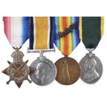 Four medals to Sergeant Sidney Arthur Cox, 18th Battalion London Regiment (London Irish Rifles):