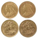 Victoria: gold sovereigns (2): 1900, Perth mint (S 3876), near very fine; 1901 (S 3874), good