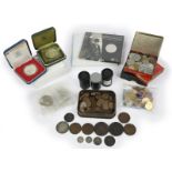 An quantity of the coins and tokens of various nations, including: Victoria, silver florin, 1887 (