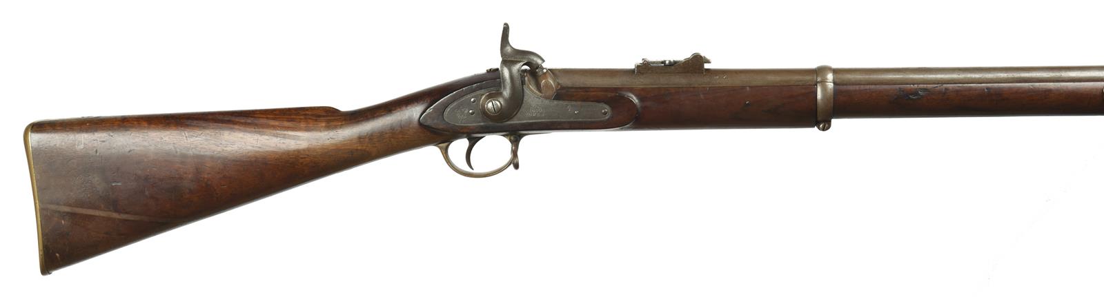 A .577 British pattern 1853 rifle musket, 3rd model, barrel 39 in., and retained by screw-clamped