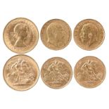 Elizabeth II: gold sovereign, 1968, (S 4125), extremely fine; Edward VII, gold half sovereign,