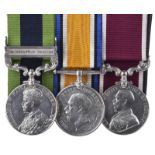 Three medals to Private Percy Butt, Welch Regiment: British War Medal 1914-20 (8451 PTE. P. BUTT.