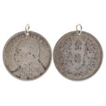 Hankow Volunteers medal 1938, 'HANKOW 1938' overstamped on a Yuan Shih-kai silver dollar, pierced