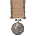A Waterloo Medal 1815, re-named to Charles Bright, 1st Dragoon Guards, privately fitted with a