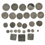 India: a small collection of rupees, fractions thereof, and associated coins, varied grades,