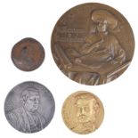 A small collection of medals commemorating historic individuals, including: Pope Martin V