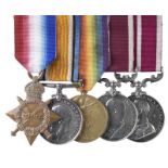 A composite M.S.M. group of five medals to Battery Sergeant Major Alfred William Galley, Royal