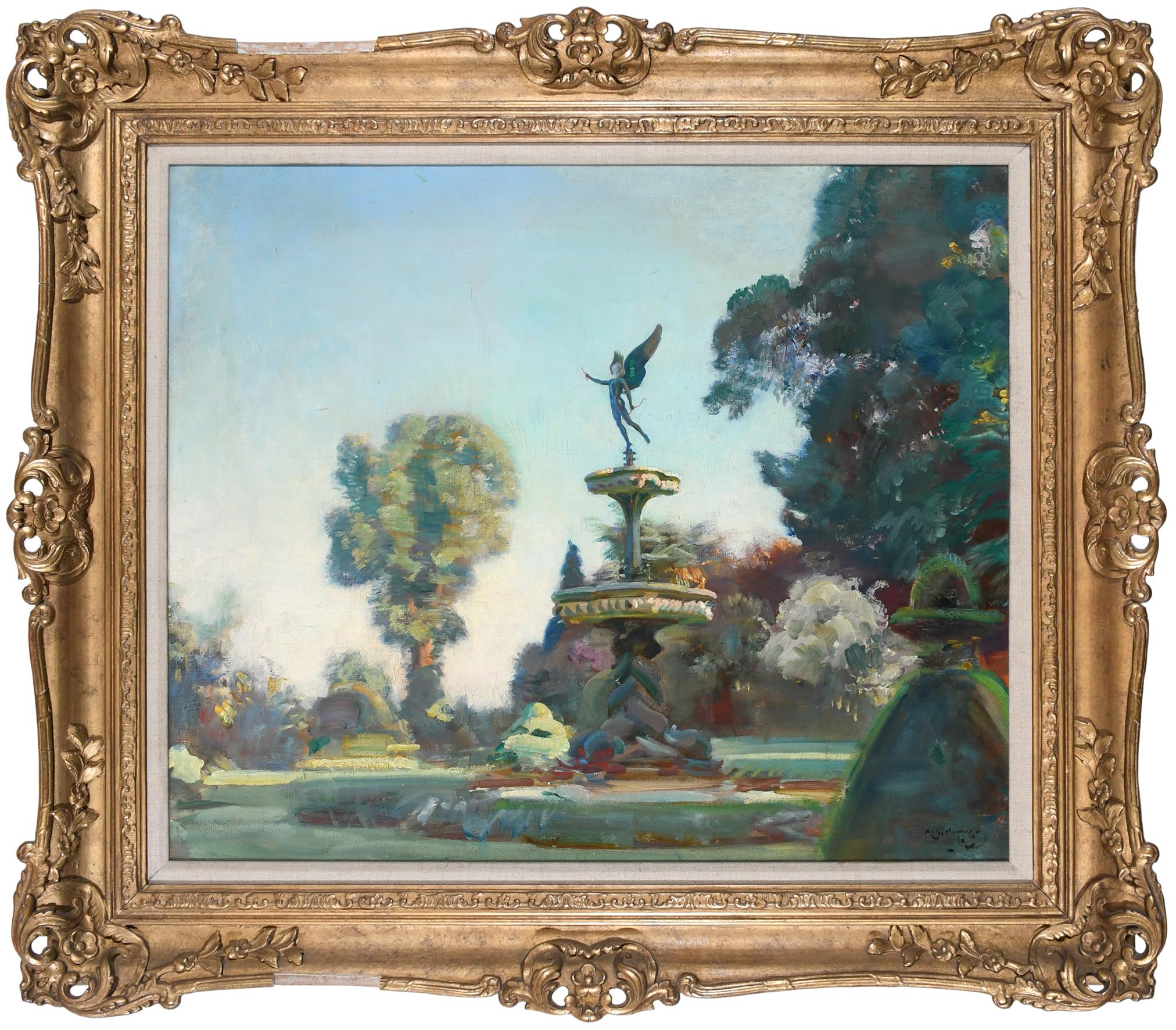 ‡Sir Alfred James Munnings, PRA (1878-1959) The Dutch Garden, Ascott House, Buckinghamshire Signed A - Image 2 of 4