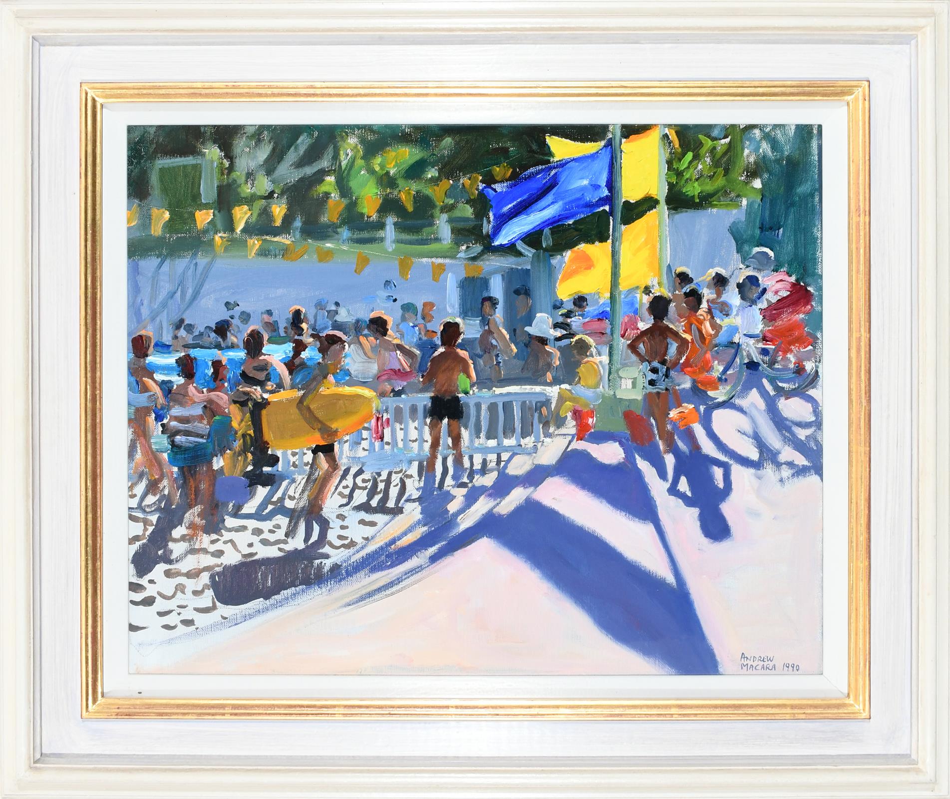 ‡Andrew Macara (b.1944) Yellow Surfboard, Palais-sur-Mer Signed and dated ANDREW/MACARA 1990 ( - Image 2 of 4