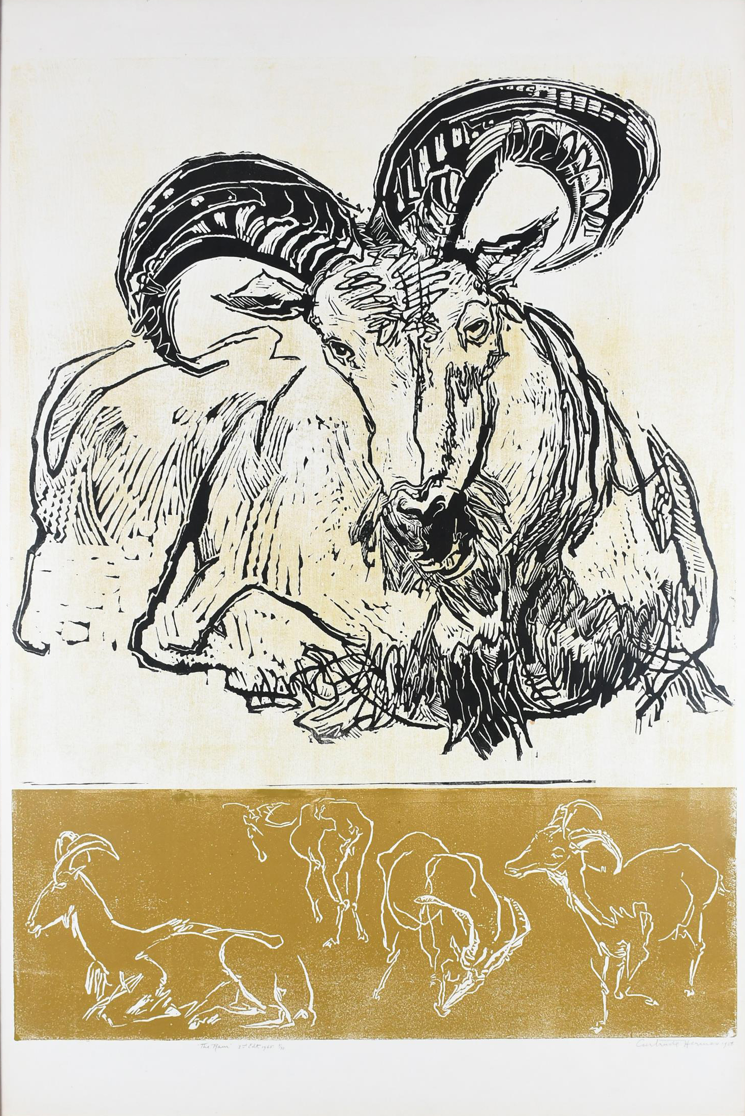 ‡Gertrude Hermes OBE, RA (1901-1983) The Ram Signed, dated, numbered and inscribed "The Ram" 2nd