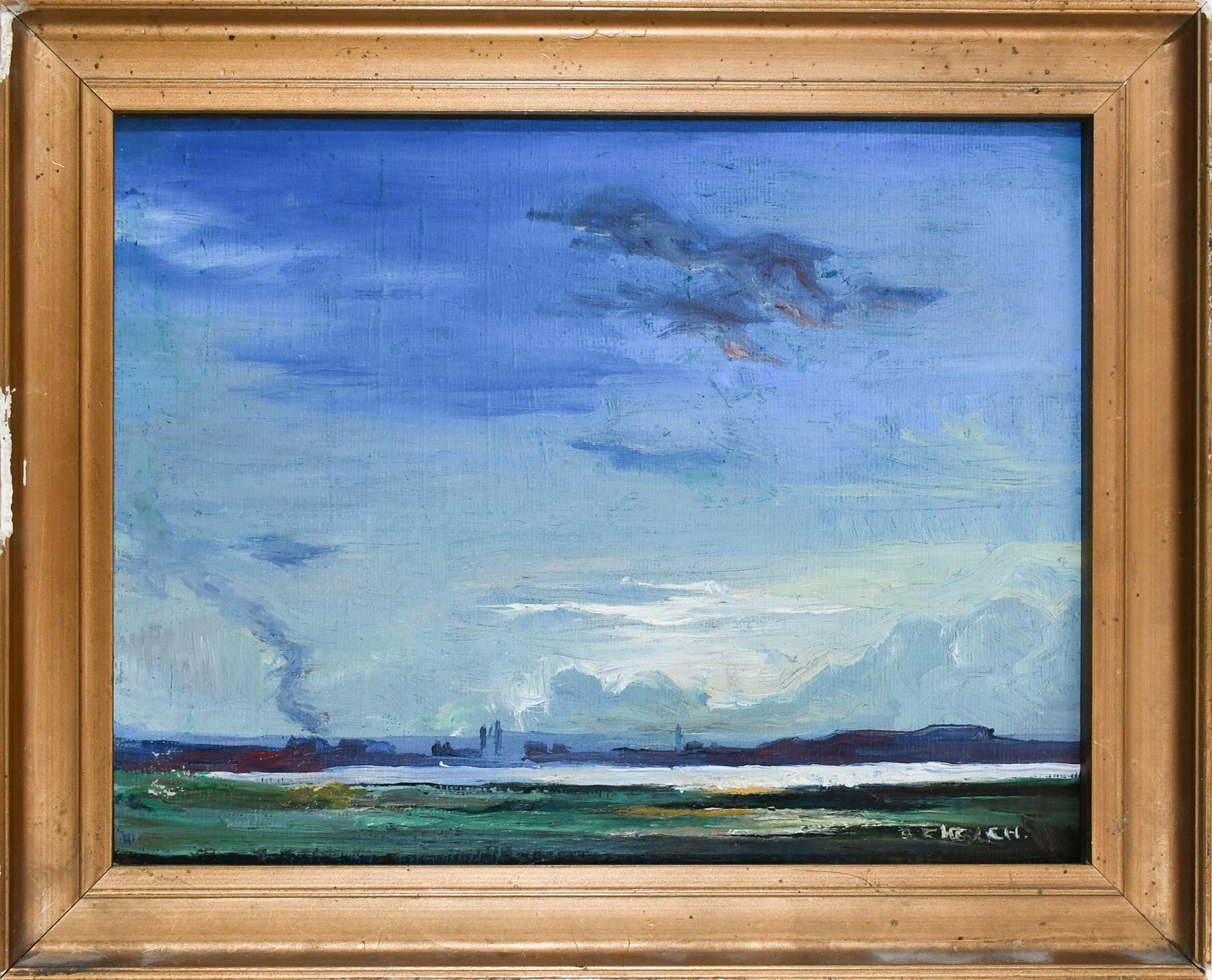 ‡Richard Eurich OBE, RA (1903-1992) Blue Landscape Signed R. EURICH (lower right) Oil on - Image 2 of 4