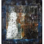‡Monair Hyman (20th Century) Blue Parchment Oil, acrylic and old monoprint on canvas 122 x 122cm