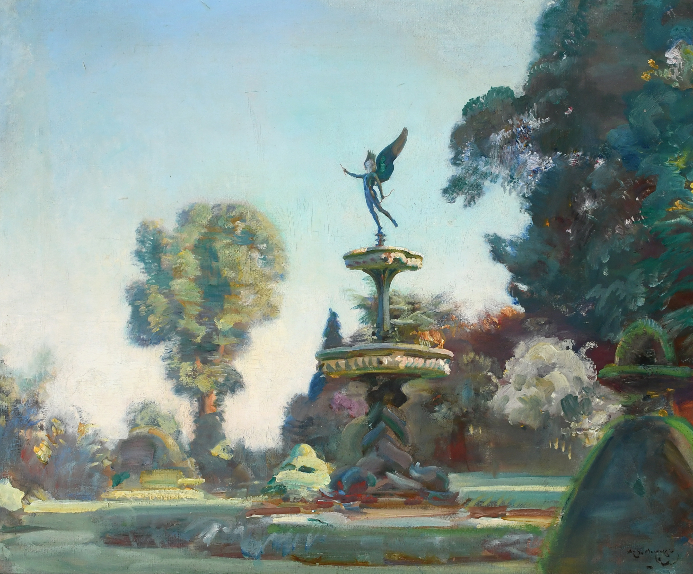 ‡Sir Alfred James Munnings, PRA (1878-1959) The Dutch Garden, Ascott House, Buckinghamshire Signed A