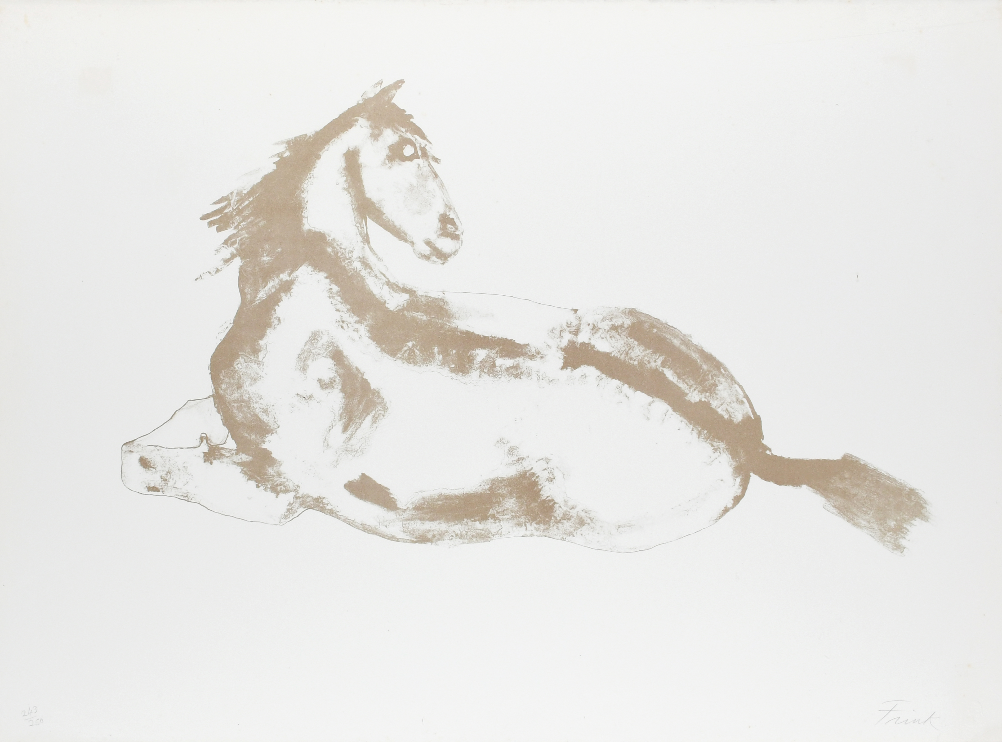 ‡Dame Elisabeth Frink CH, DBE, RA (1930-1993) Lying Down Horse (Wiseman 57) Signed and numbered