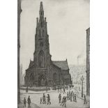 ‡Laurence Stephen Lowry RA, RBA (1887-1976) A Street Scene (St Simon's Church) Signed and numbered