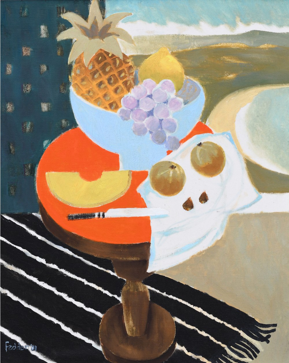 ‡Mary Fedden OBE, RA, RWA (1915-2012) Fruit Signed and dated Fedden 01 (lower left), and further