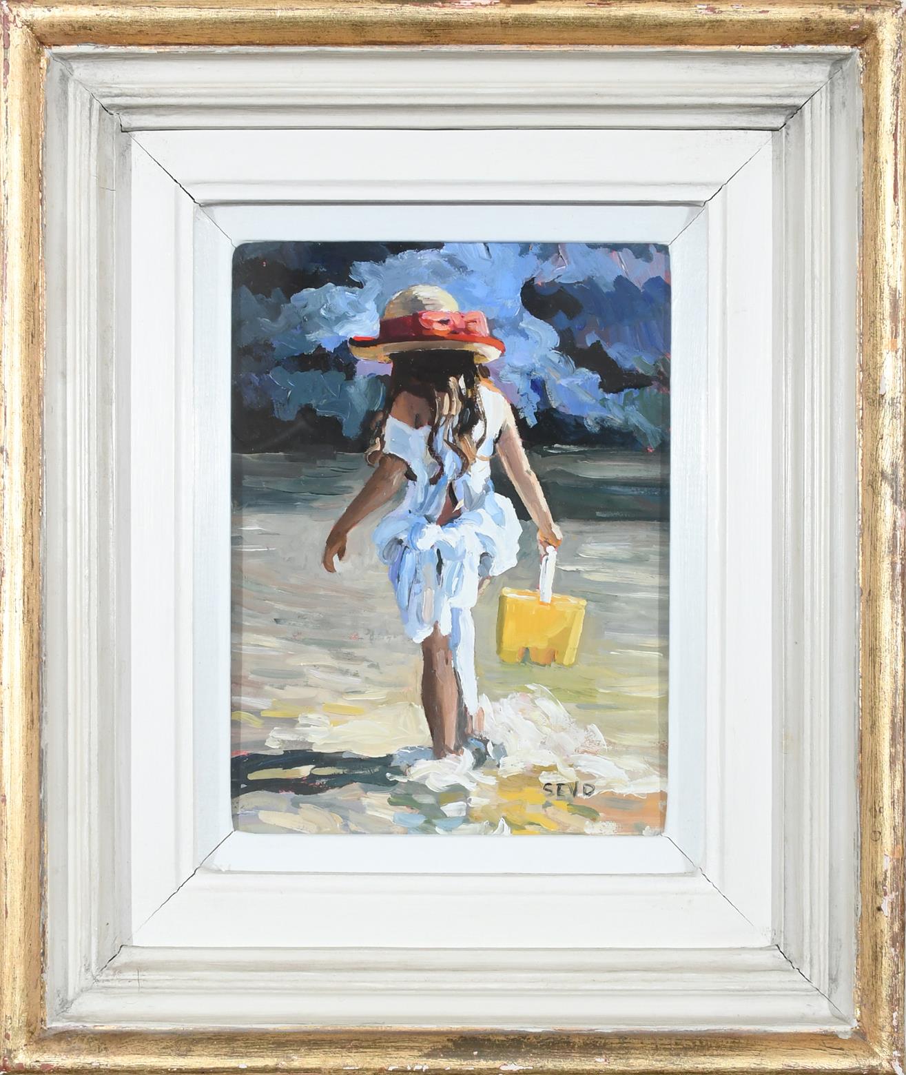 ‡Sherree Valentine-Daines (b.1959) Paddling at the beach Signed with initials SEVD (lower right) Oil - Image 2 of 4