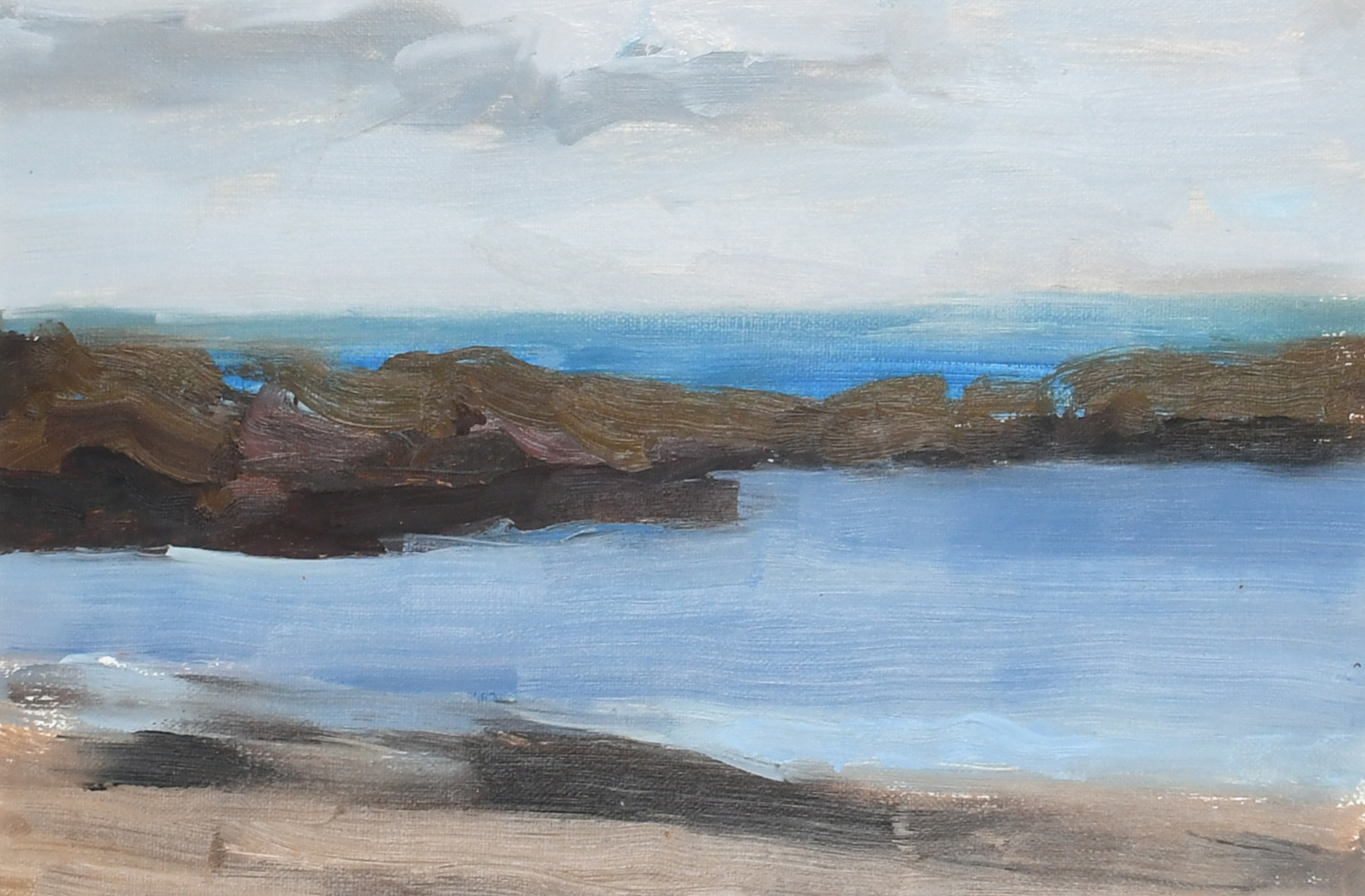 ‡Annabel Gault (b.1952) Blue Sea, Jura II Oil on canvasboard, 1993 14 x 21.5cm Provenance: Anna