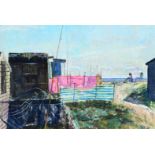 ‡Jason Bowyer (1957-2019) Beach Huts, Walberswick, August Signed J.R.Bowyer '91 (lower right) Oil on