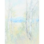 ‡Diana Armfield RA, PS, NEAC (b.1920) Aspen trees by the log cabin Signed with initials DMA (lower