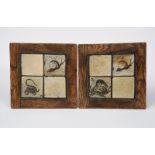 Bernard Leach, CBE (1887-1979), attributed two Leach Pottery four tile panels, one painted with a