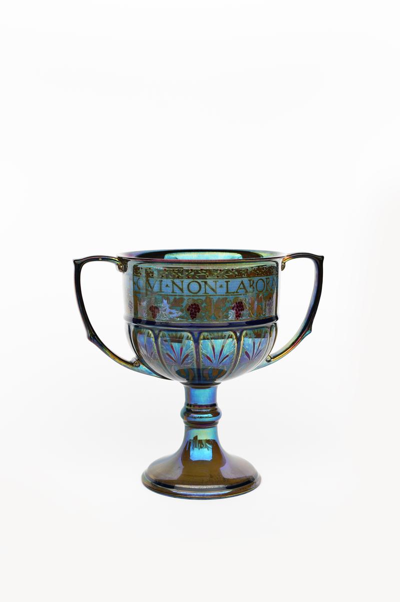 A Pilkington's Lancastrian Pottery twin-handled coupe by Gordon Forsyth, dated 1908-09, painted with