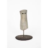 Mo Jupp (1938-2012) Helmet form, stoneware on metal and stoneware base incised marks, paper no.2