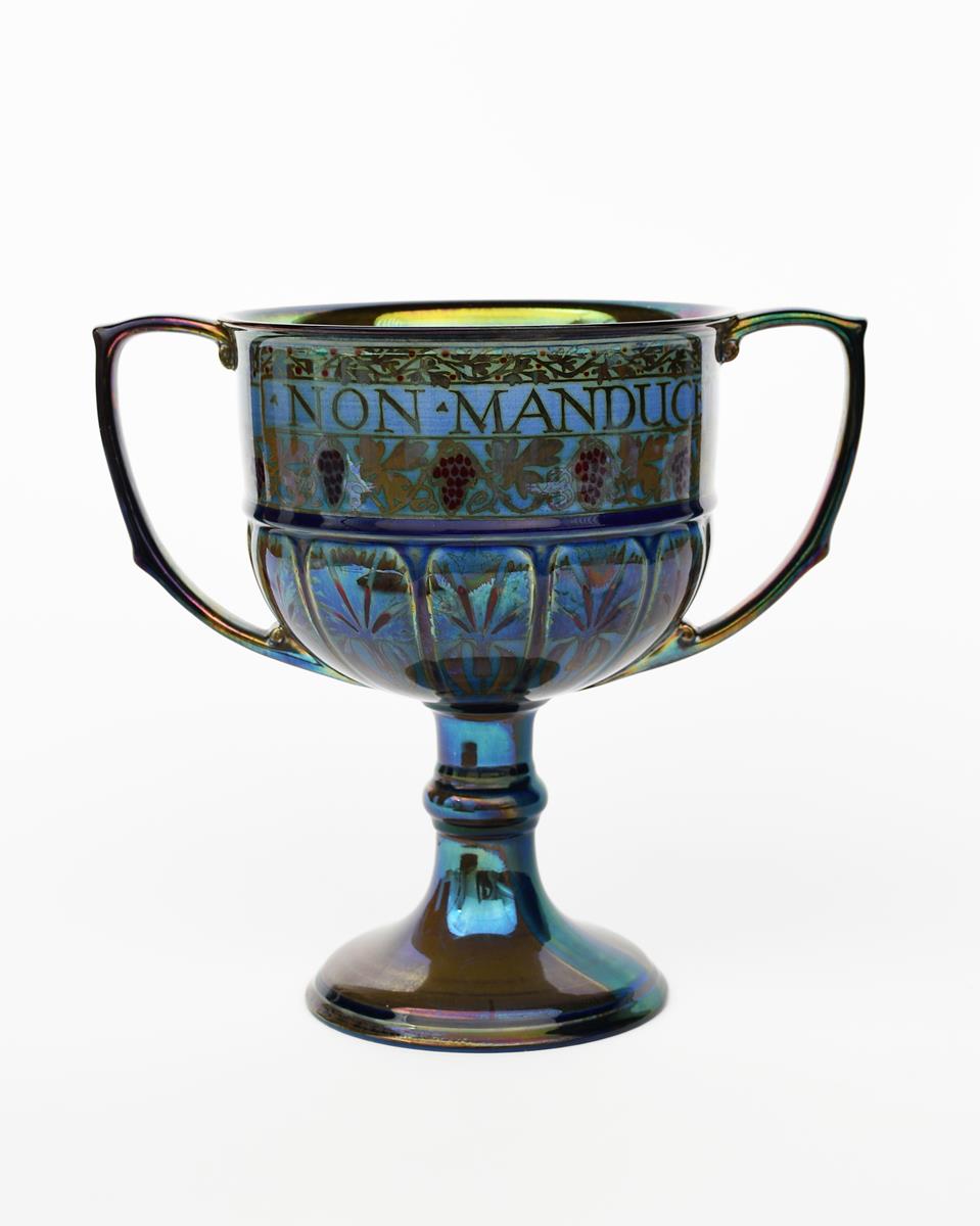 A Pilkington's Lancastrian Pottery twin-handled coupe by Gordon Forsyth, dated 1908-09, painted with - Image 2 of 2