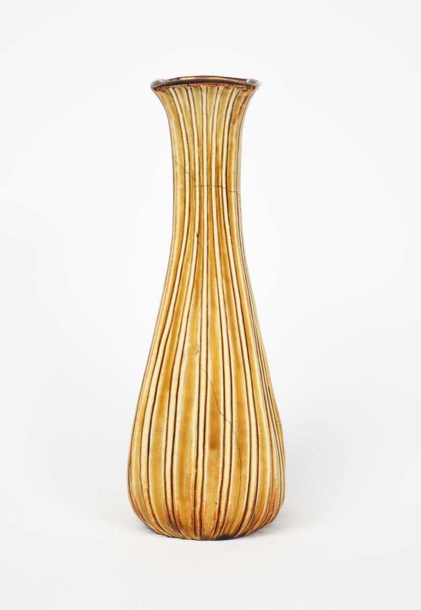 A Martin Brothers stoneware vase by Edwin and Walter Martin, dated 1900, tall, ribbed square