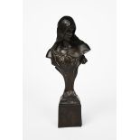 Giovanni Schoeman (1940-1980) Ethne painted bronze bust of an Art Nouveau maiden signed and titled