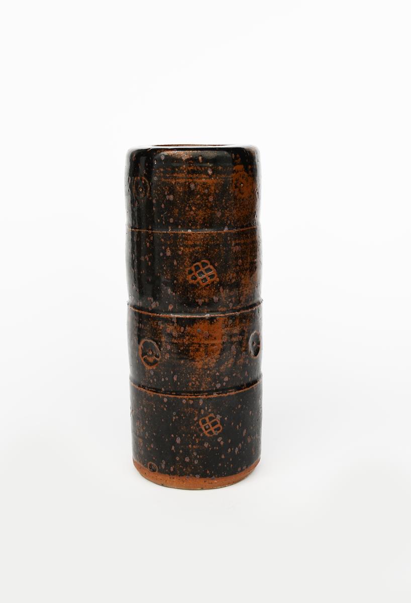 William 'Bill' Marshall (1923-2007) a tall stoneware vase, cylindrical with inverted rim,