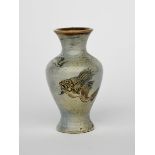 A Martin Brothers stoneware Aquatic vase, shouldered form, painted with an eel swimming with fish,