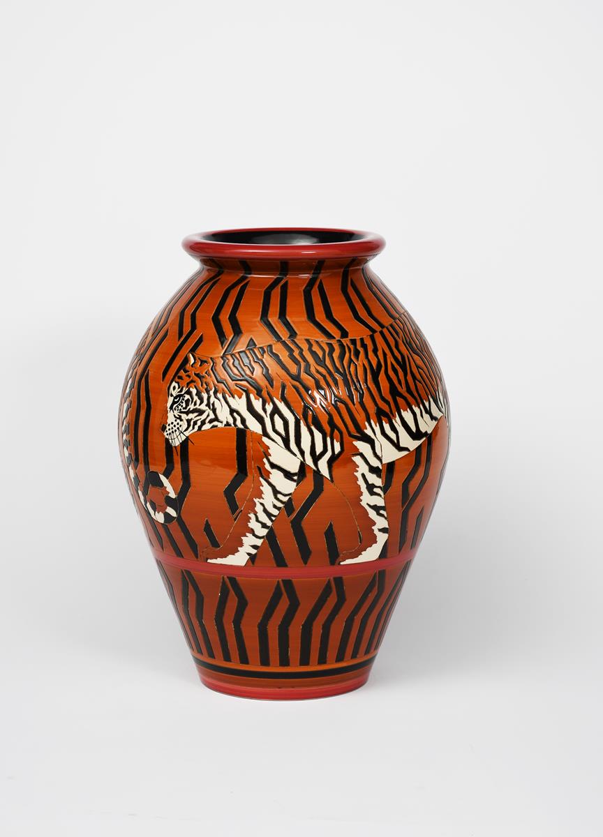 'Tiger' a large Dennis China Works vase designed by Sally Tuffin, dated 2000, incised with a - Image 2 of 2