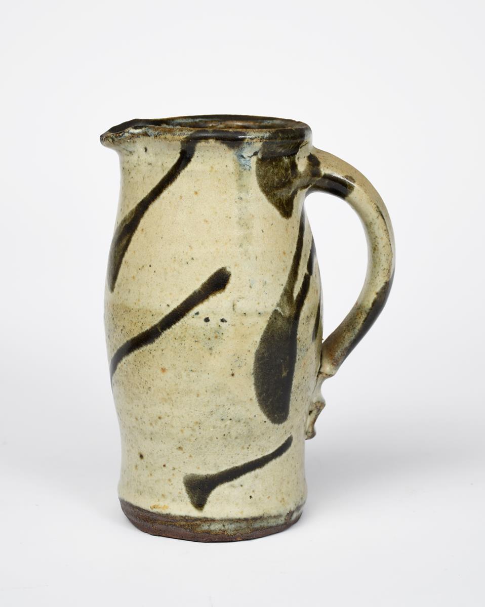 Shoji Hamada (1894-1978) a stoneware jug, bellied form, covered with a speckled sage green glaze - Image 2 of 2