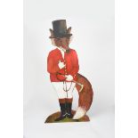 A large free-standing model of a Fox in hunting uniform by Anna Fraser, painted in colours, with