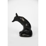 'Seated Fox' HN.147 a rare Royal Doulton figure, covered in a matt black glaze, printed factory