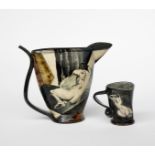 Paul Jackson (born 1954) a jug and mug dated 1999, each painted with a naked woman, in colours