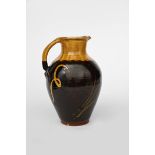 Clive Bowen (born 1943) a large slipware jug, shouldered form, slip decorated with simple brush